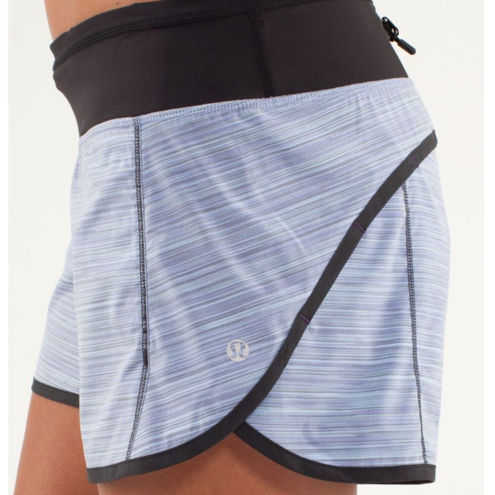 [Lululemon] Turbo Run Short Twisted Stripe Caspian Blue 6